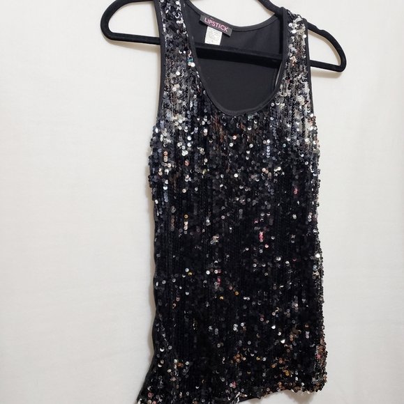 Sequin Semi Sheer Front* Tank Top *Sz L* - Picture 7 of 7